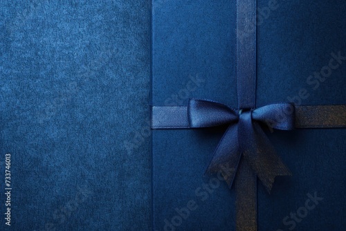 Dark classic deep navy blue color gradation with light tone paint on environmental friendly blank cardboard box Kraft paper texture background with space minimal design