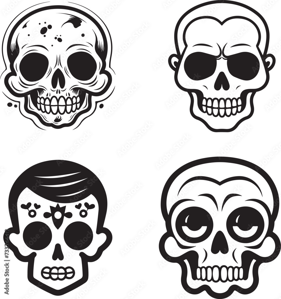 Fototapeta premium hand drawn sugar skull set vector illustration