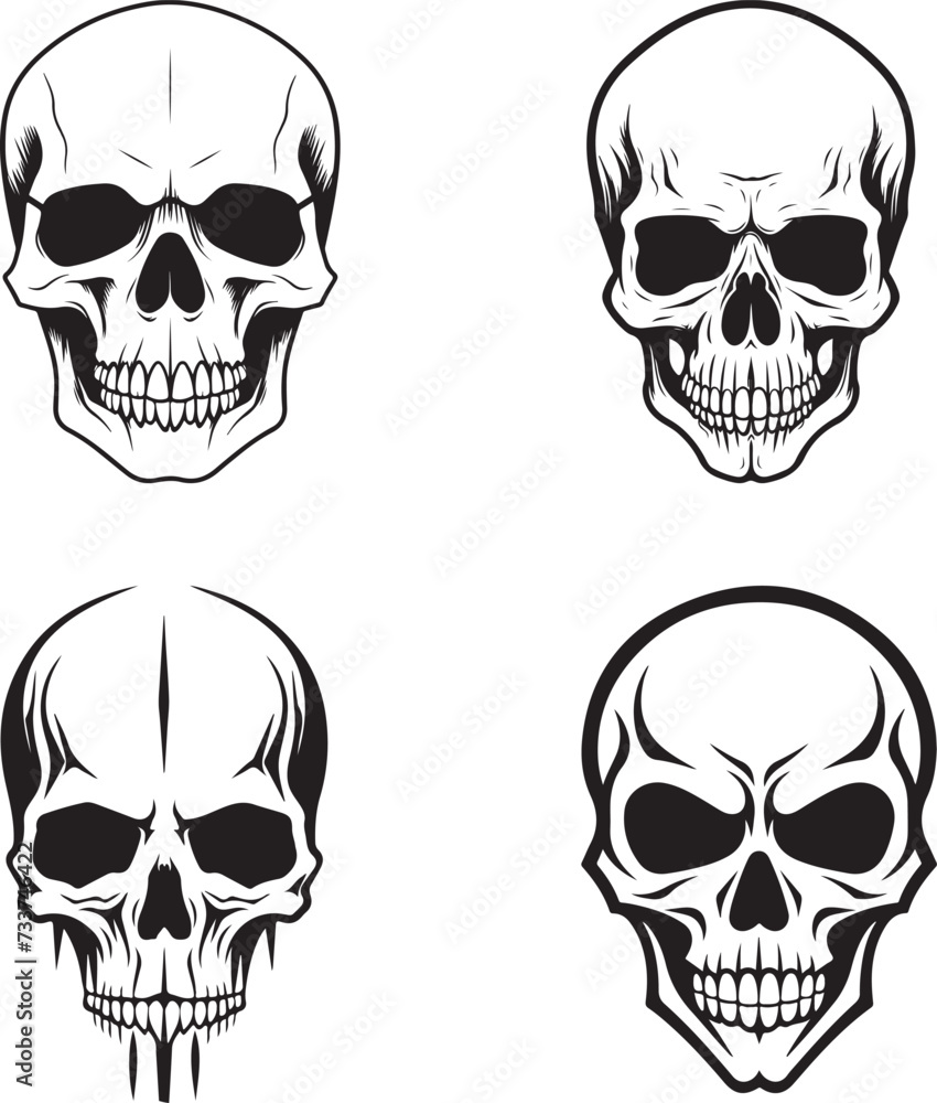 Fototapeta premium hand drawn sugar skull set vector illustration