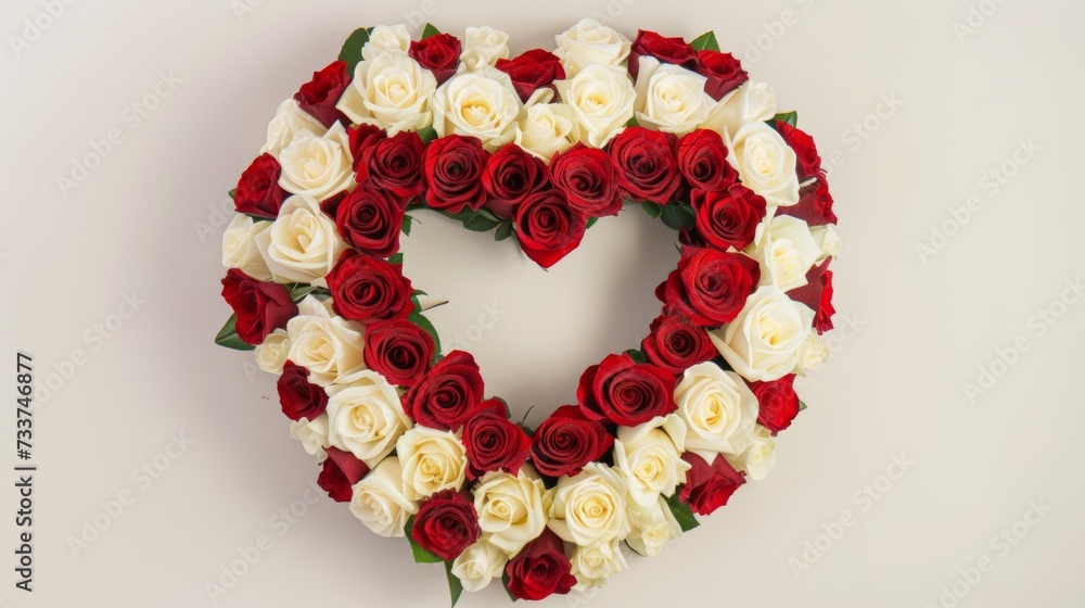 Valentine's Day Concept: Heart of Red and White Roses.
