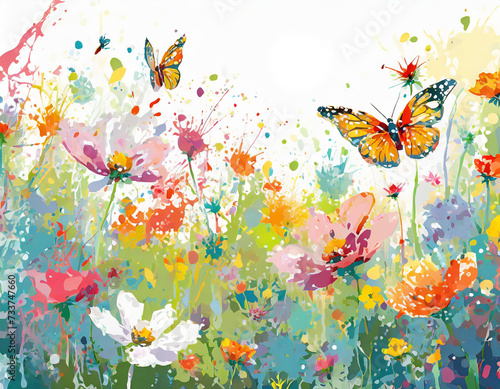 Blumenwiese mit Schmetterlingen photo