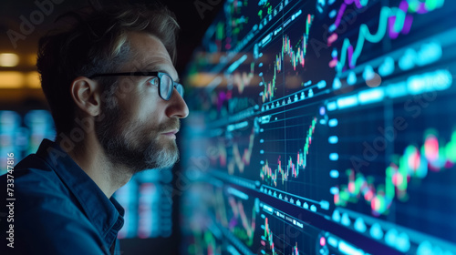 Logistics analyst examining logistics data chart, Supply chain optimization and evaluating logistical information for operational efficiency goals and risk mitigation, Approach for logistical