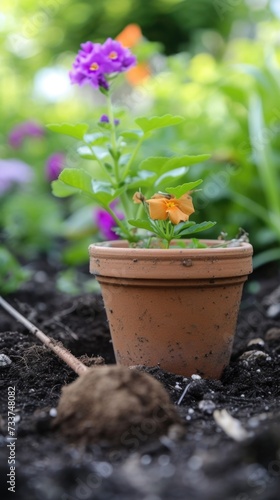 Gardening spring activities. Vertical background 
