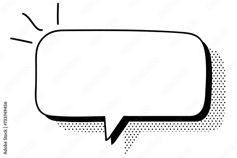 Fototapeta premium rectangle shape and cartoon style, speech bubble or text box with shadow. transparent background-png. Halftone style and isolated