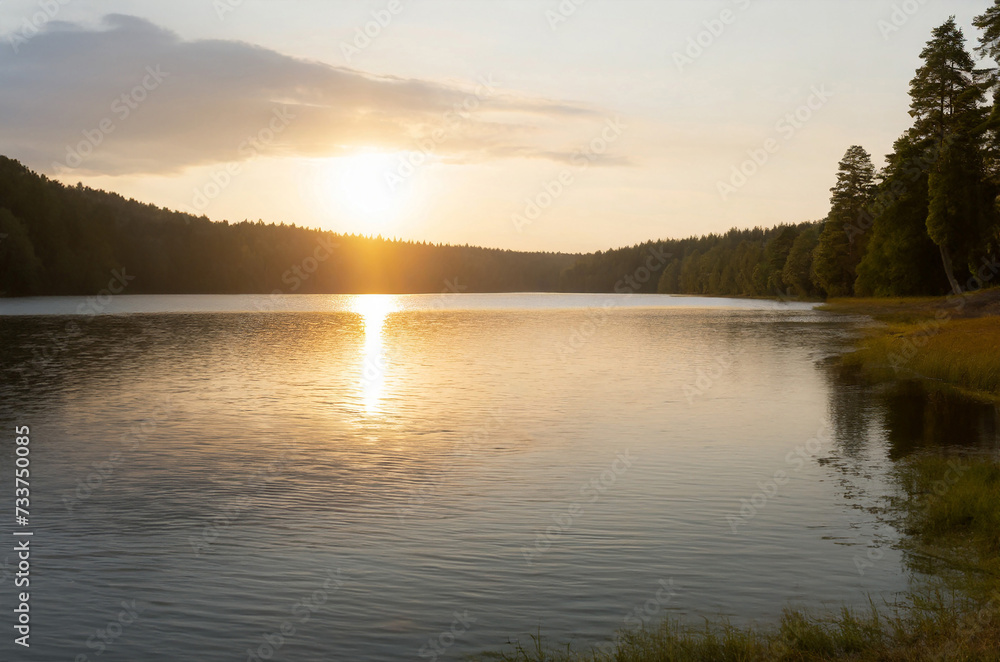 sunset over the lake