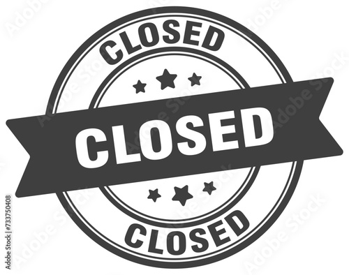 closed stamp. closed label on transparent background. round sign