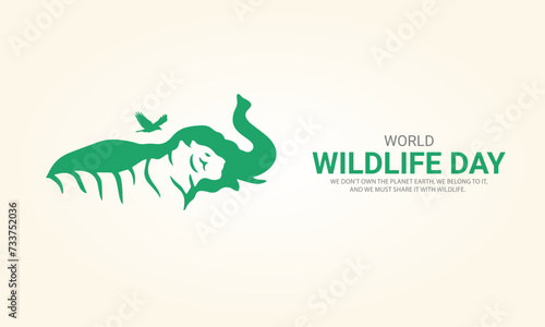 World wildlife day, Wild animals in world shape wildlife day design for poster, banner. 3D Illustration