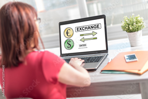 Exchange concept on a laptop screen