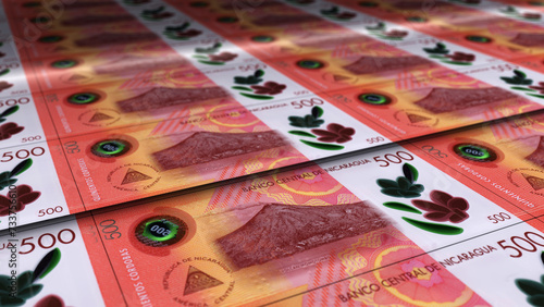 Nicaragua cordoba note money printing concept 3d illustration photo