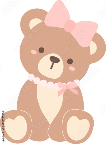 Coquette teddy bear with pink bow