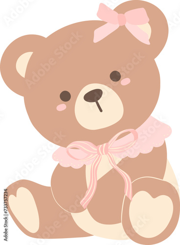 Coquette teddy bear with pink bow