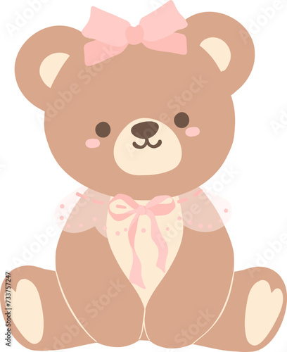 Coquette teddy bear with pink bow