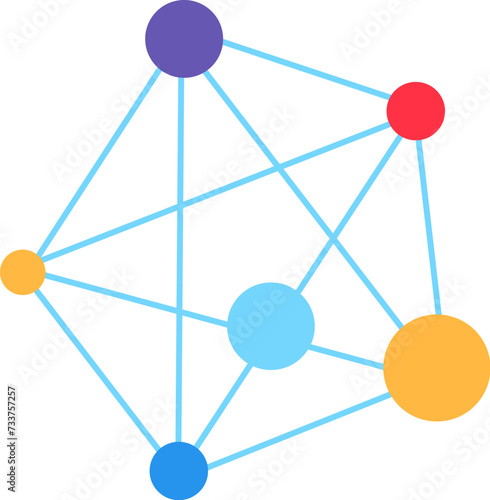 Network structure interface. Intricate network of connections, abstract techno element for modern and retro technological design. Simple color vector pictogram isolated on white background