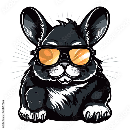 cartoon illustration of chinchilla  on white background.  Logo silhouette