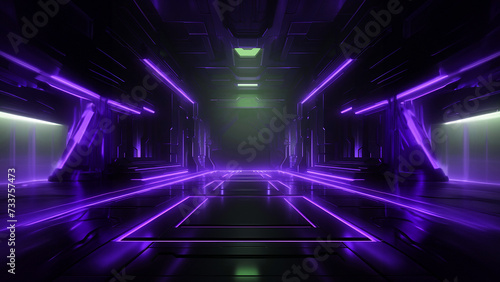 Futuristic dark gaming background with purple neon lights.