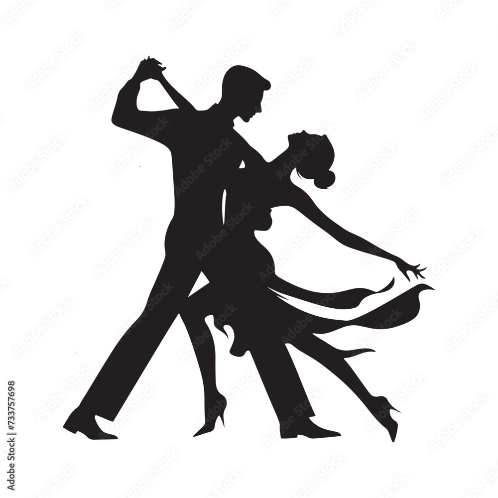 Fototapeta premium Captivating Dance: Romantic Couple Dancing Silhouette in Motion