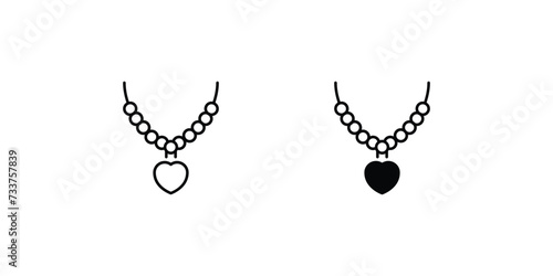 necklace icon with white background vector stock illustration