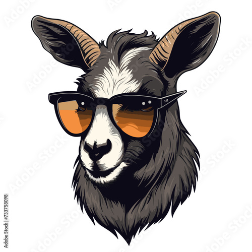 Vector illustration of a donkey wearing sunglasses. Isolated on white background.