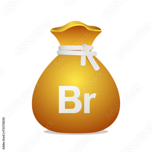 Moneybag with Belarusian ruble symbol. Cash money, currency, business and financial item. Golden bag icon.