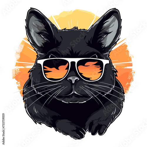 A chinchilla in sunglasses, mascot hand drawn