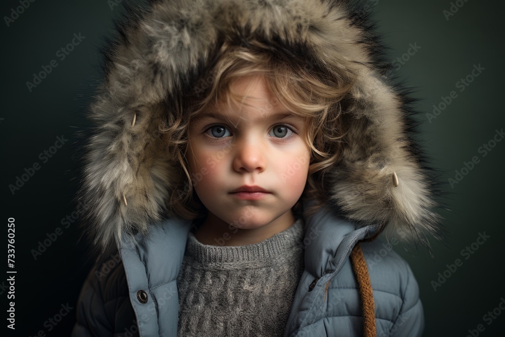 Portrait of a cute little boy in winter clothes. Studio shot. Portrait of a cute little boy in winter clothes. Studio shot.