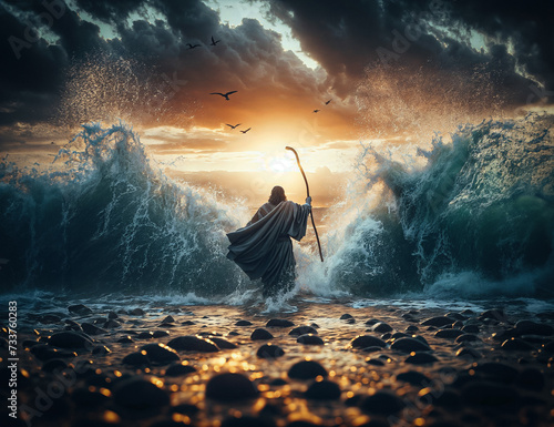 Moses, parting the Red Sea photo