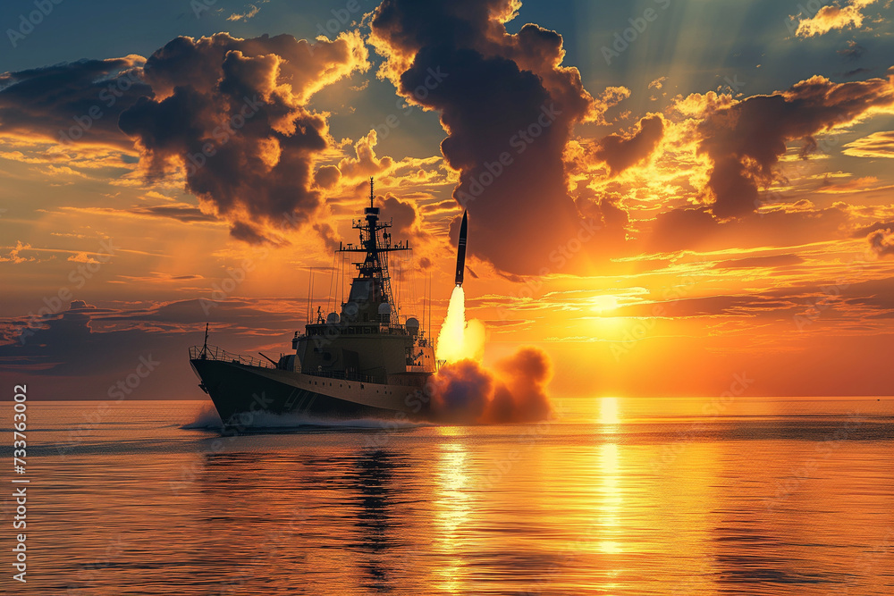 launching a missile from a warship launching a missile from a warship