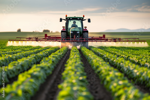 tractor sprays fields