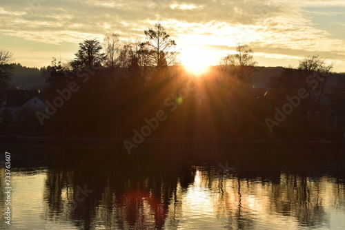 sunset above Longuich at the Mosel