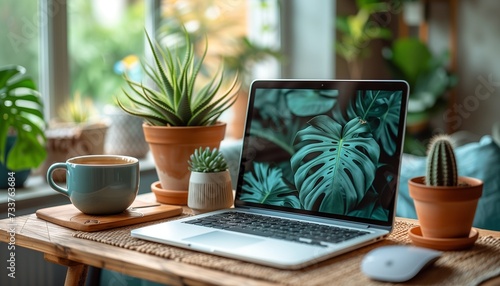 laptop and cup of coffee