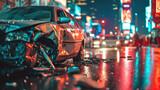 Car accident on the road in New York City, United States .