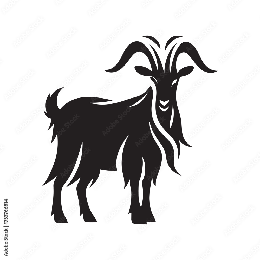 Obraz premium Graceful Goat: Majestic Silhouette Depicting Elegance, Strength, and Symbolism of Nature's Beauty and Power.