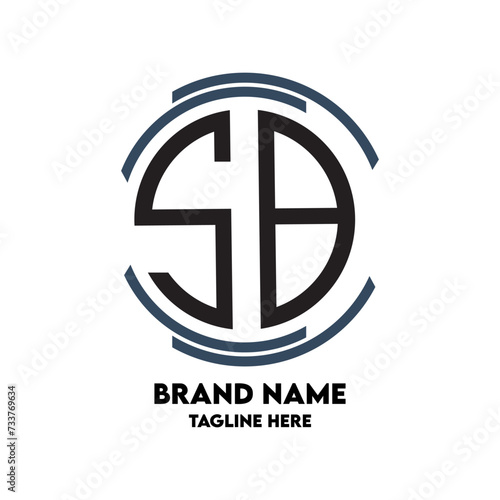 SB monogram logo circle  style  design template