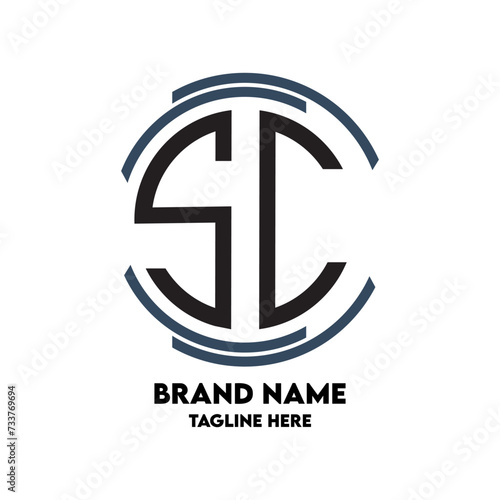 SC monogram logo circle  style  design template