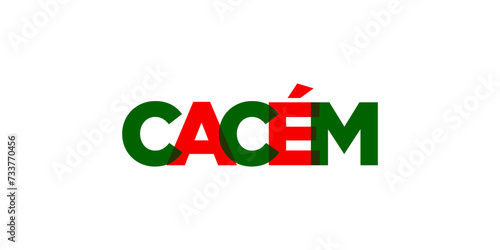 Cacem in the Portugal emblem. The design features a geometric style, vector illustration with bold typography in a modern font. The graphic slogan lettering. photo