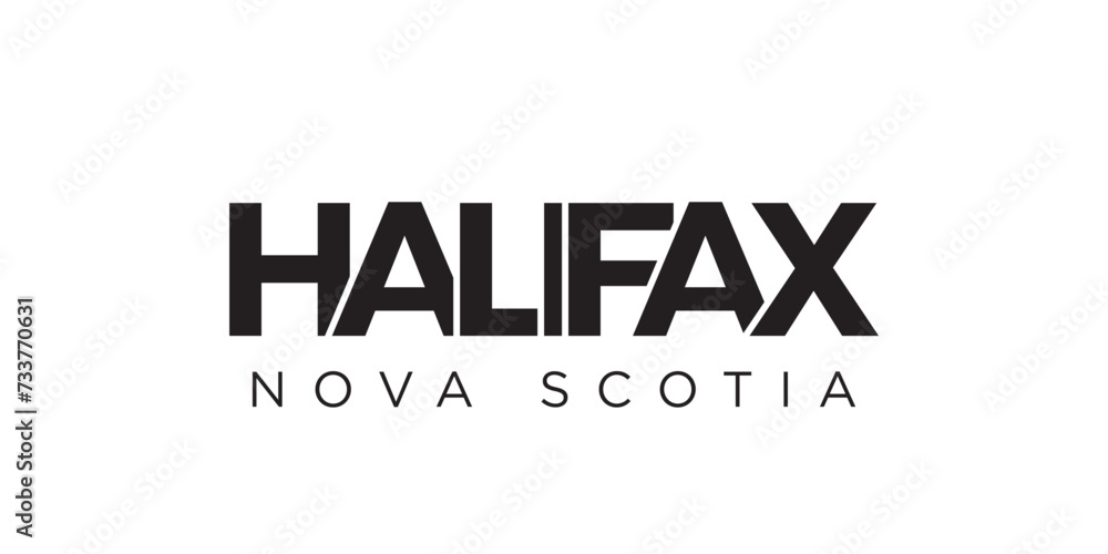 Halifax in the Canada emblem. The design features a geometric style, vector illustration with bold typography in a modern font. The graphic slogan lettering. Halifax in the Canada emblem. The design features a geometric style, vector illustration with bold typography in a modern font. The graphic slogan lettering.