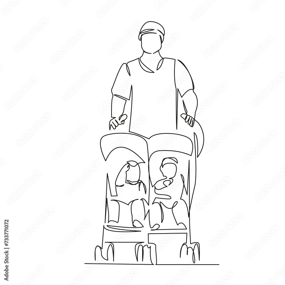 dad with twins stroller
