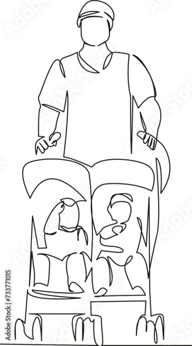 dad with twins stroller