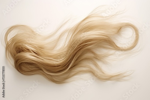 scattered hair strands against a clean, neutral background