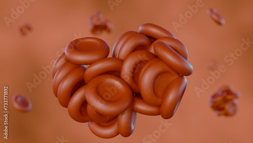 Fotografía 3d rendering of agglutination or hemagglutination, is an immune response when erythrocytes clump together