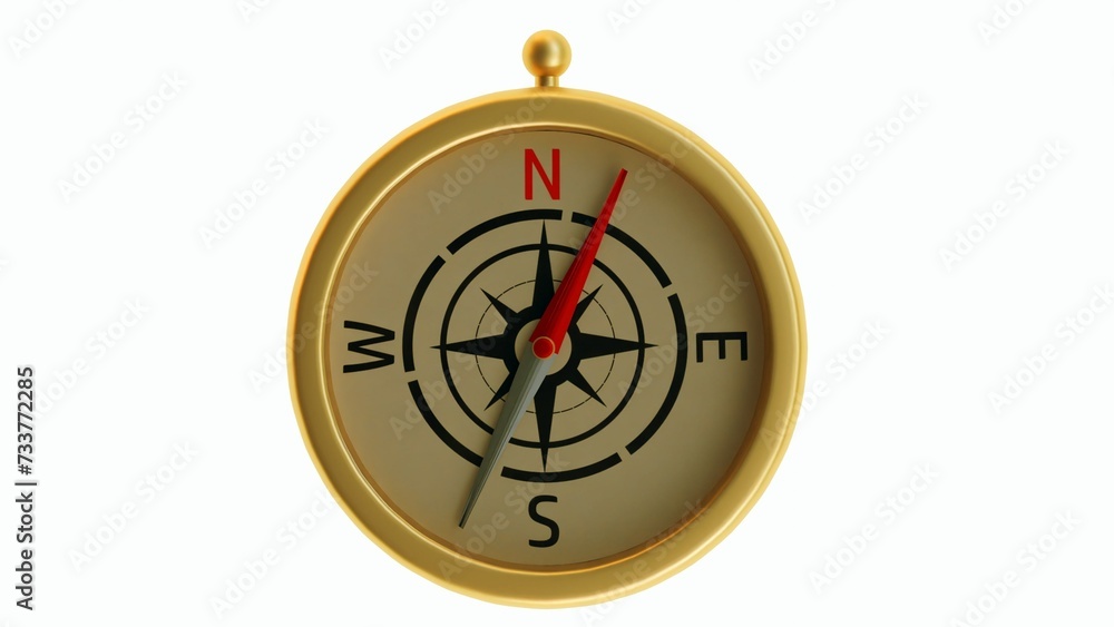 isolated gold compass on the white background, 3d rendering isolated gold compass on the white background, 3d rendering