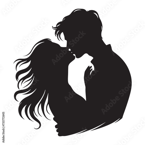 Eternal Love  Passionate Embrace of a Kissing Couple in Romantic Sunset Silhouette.