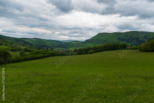 Springtime bellow Vapec hill in Starzovske vrchy mountains in Slovakia