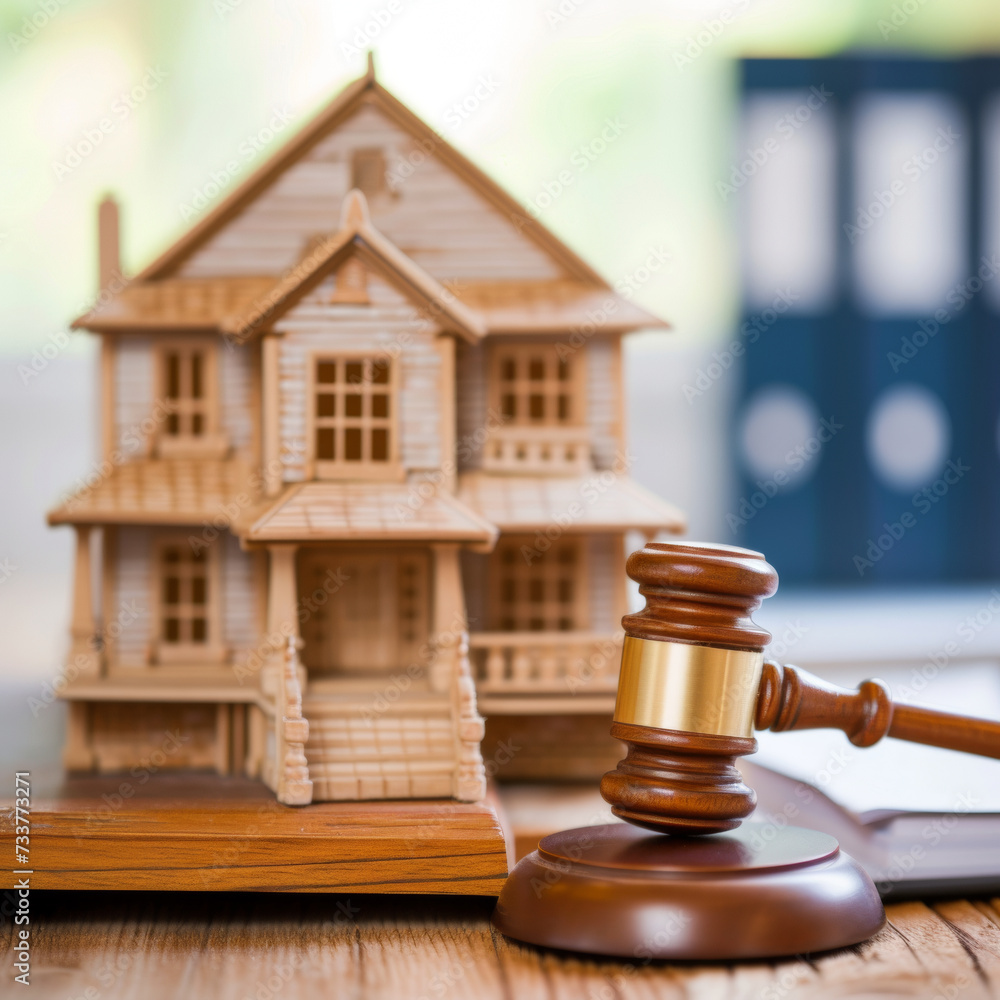 A concept image featuring a judge's gavel and a model house over a spread of cash, representing the legal proceedings in real estate transactions, auctions, and inheritance disputes. A concept image featuring a judge's gavel and a model house over a spread of cash, representing the legal proceedings in real estate transactions, auctions, and inheritance disputes.