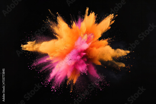 Colorful Explosion of Powder on a Black Background