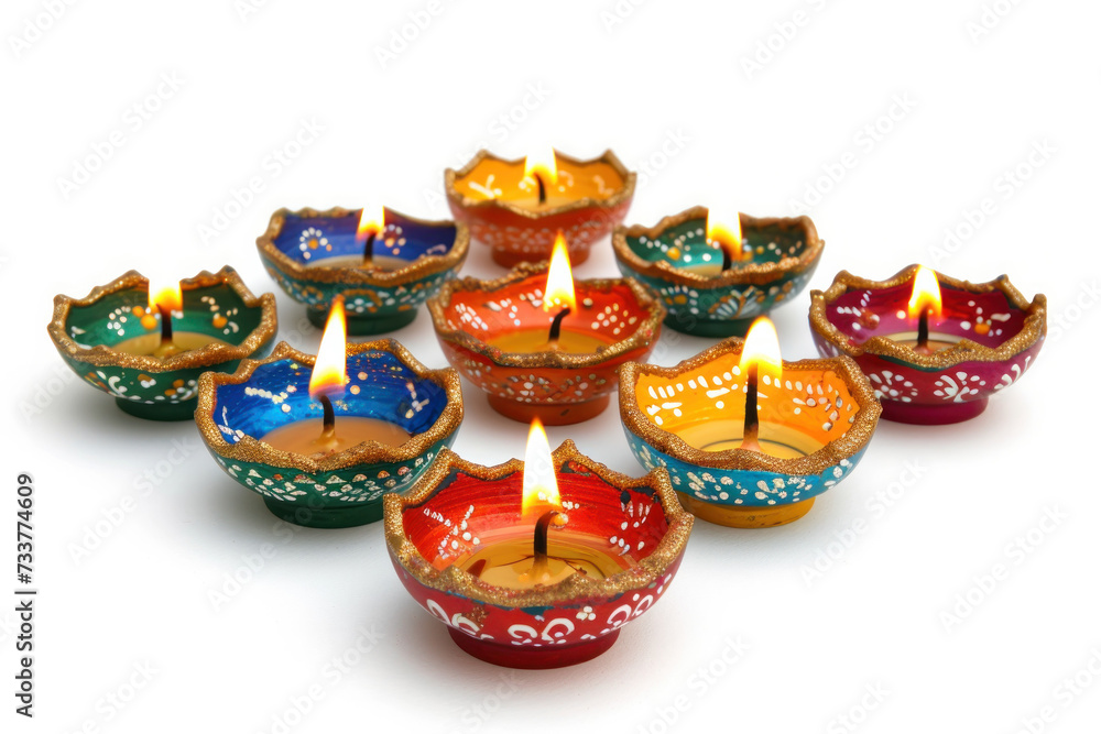 Collection of Vibrant Candles Arranged Neatly in a Bowl