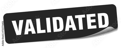 validated sticker. validated label