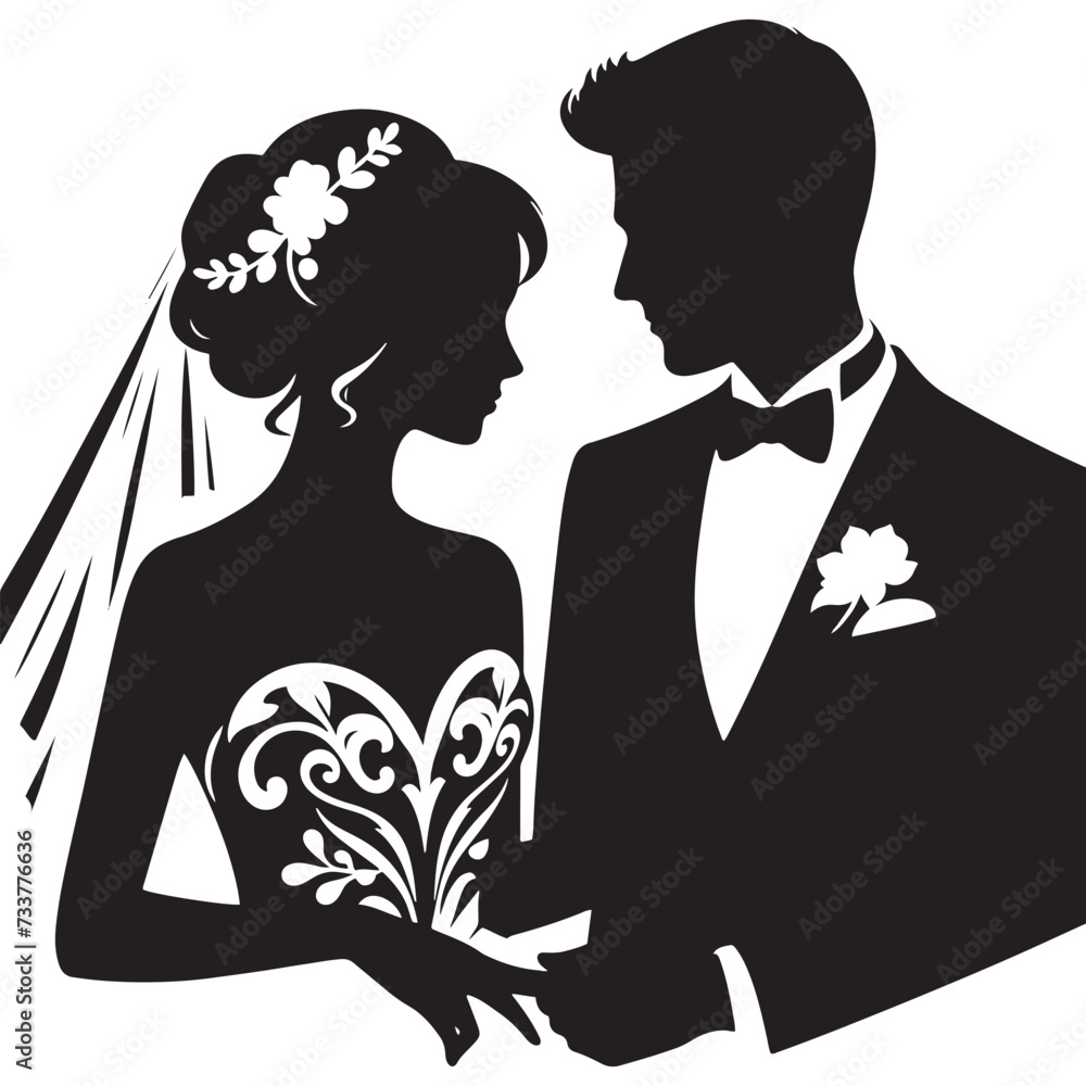 Wedding Bliss: Bride and Groom Silhouette Embracing in Love's Timeless Promise and Beauty. Wedding Bliss: Bride and Groom Silhouette Embracing in Love's Timeless Promise and Beauty.