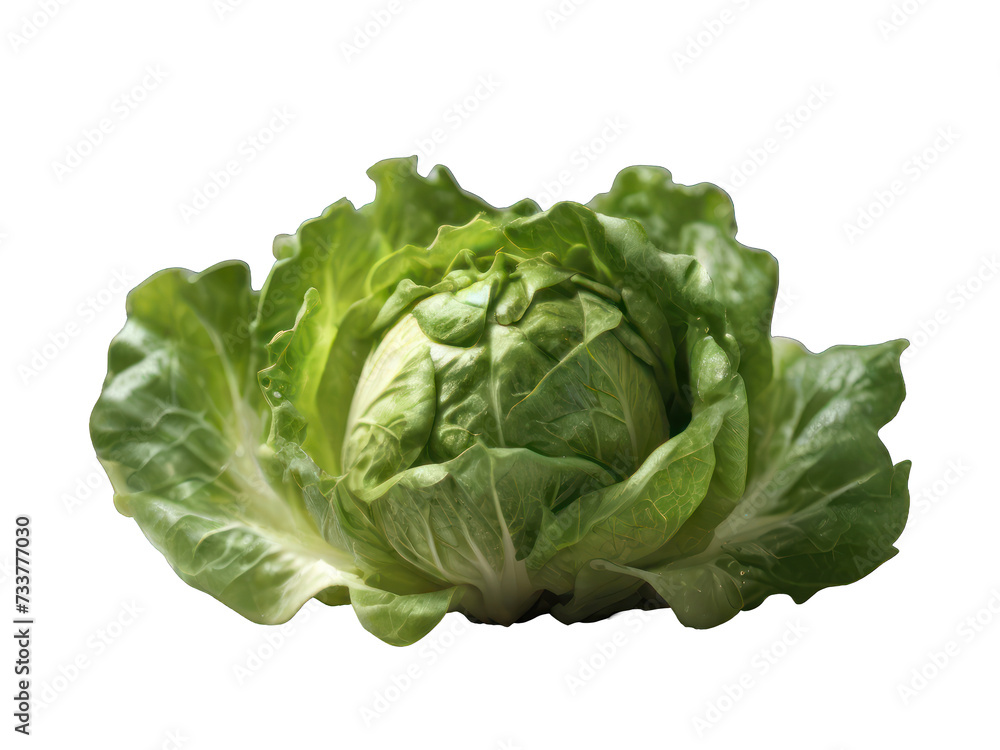 Obraz premium Fresh Green Cabbage and Lettuce on a White Background, Healthy Organic Vegetables for Salad with Nutrition and Vitamins