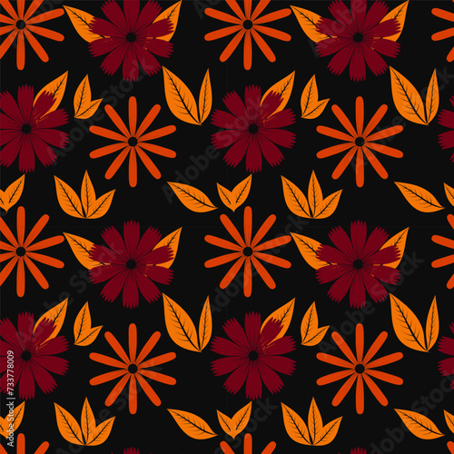 A set of seamless backgrounds with doodle flowers  1000x1000  vector graphics.